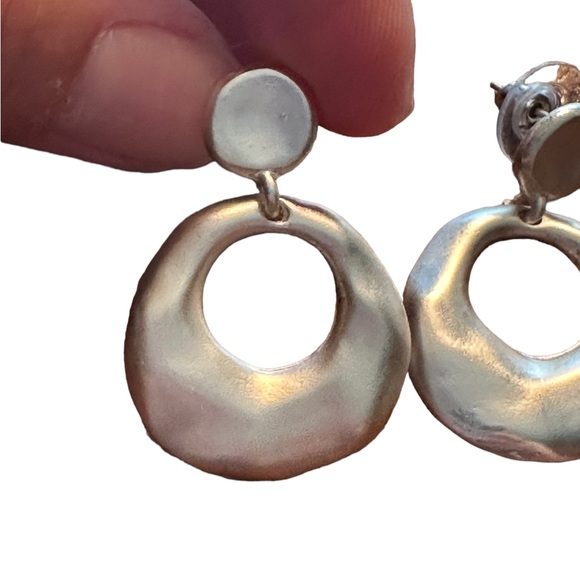 Boho Style Imperfectly Round Geometric Drop Earrings - Picture 2 of 4